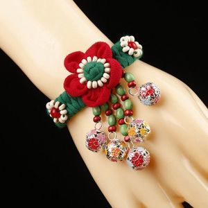 Oriental Floral Bracelet with Bell Charms | Women Retro Vintage Bohemian #1202